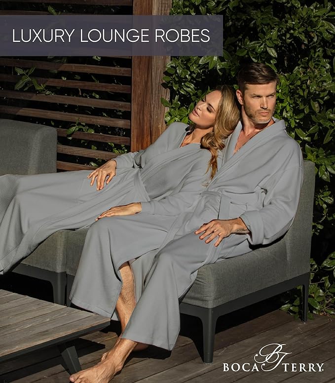 Boca Terry Women's Soft Waffle Knit Robe, Long Spa, Resort & Hotel Bathrobe, Luxury Bath Robe