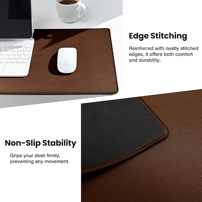 ALOANES Waterproof Mouse Pad with Durable Stitched Edge, XXXL Gaming Keyboard Pad, Non-Slip Rubber Base Mouse Mat, Extended Desk pad for Gamer, Office & Home, Brown Mousepad 35.4"x 15.7"x 0.12"