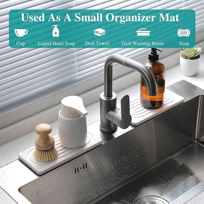 2Pieces Natural Water Absorbing Stone Soap Holder Tray for Bathroom Countertop and Sink Organization Counter Top Natural Diatomite Bath Tray