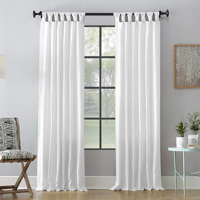 Archaeo Washed Cotton Twist Tab Curtain, 52" x 95", White