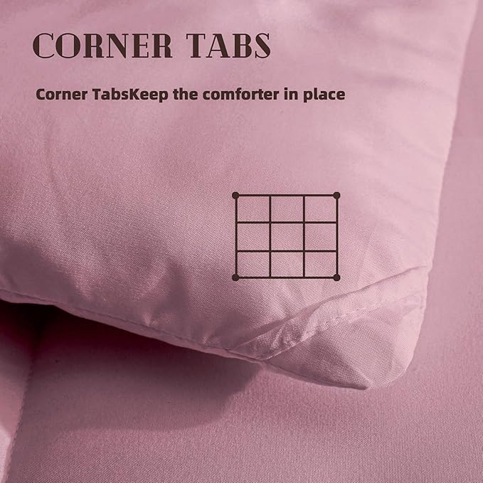DOWNCOOL Comforters King Size, Duvet Insert,Light Pink All Season Duvet, Lightweight Quilt, Down Alternative Hotel Comforter with Corner Tabs (Pink, King 102x90 Inches)