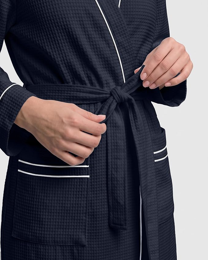 NY Threads Cotton Blend Waffle Robes for Women Full-Length Bathrobe