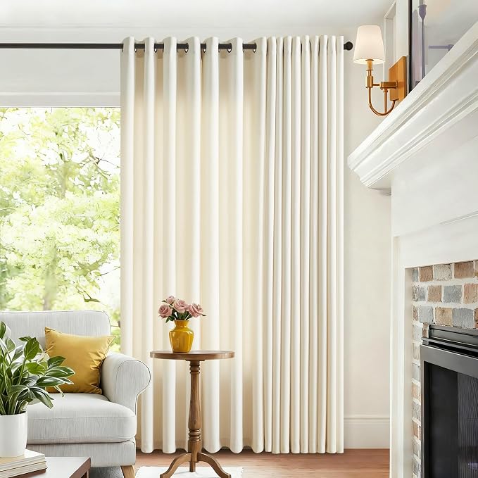 Cream Beige Linen Curtains 84 Inches Long for Living Room Bedroom Neutral Boho Farmhouse Bronze Grommet Ring Top Privacy Light Filtering Non-See-Through Floor Ceiling Linen Drapes 84 Length 2 Panels