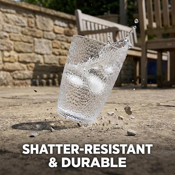 Clear Acrylic Drinking Glasses Set of 6, Plastic Cups Reusable, Unbreakable Water Tumblers, Acrylic Glasses Drinkware for Juice Camping Home Picnic Party, 290 ML/10 OZ