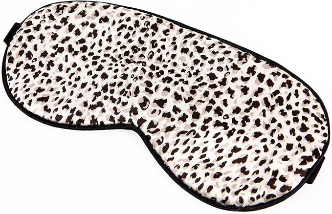 100% Mulberry Silk Sleep Mask Blackout, Cute Natural Sleeping Mask with Adjustable Elastic Strap, Satin Eye Cover for Men Women Adults (Leopard)