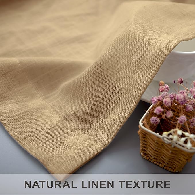 Light Brown Tan Curtains 72 Inch Length for Kids Bedroom 2 Panels Rod Pocket Back Tab Warm Autumn Fall Decor Khaki Camel Barley Jute Burlap Color Curtain for Living Room Dining Nursery Family Playroom