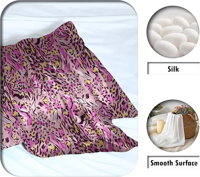 Mulberry Silk Pillowcase for Hair and Skin Queen Size Leopard Print Silk Pillow Cases with Zipper Soft Breathable Smooth Cooling Silk Pillow Covers for Sleeping (Pink Paint, 20"X 30",1Pcs)
