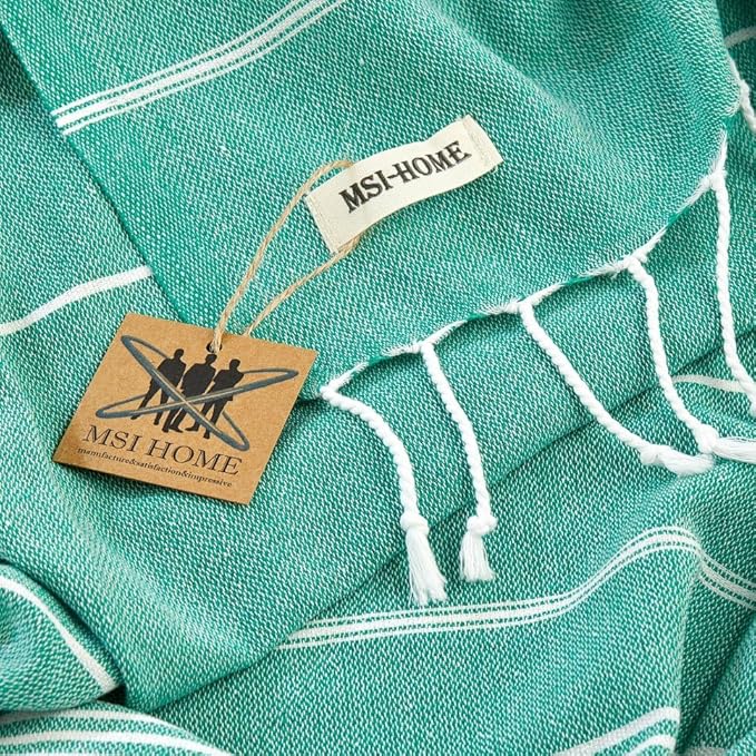 100% Organic Turkish Cotton Beach and Bath Towel, Peshtemal Towel Blanket, Quick Dry Sand Free, Oversized Light Compact, Diamond Weave, Prewashed, 71 x 39 Inches (Green)