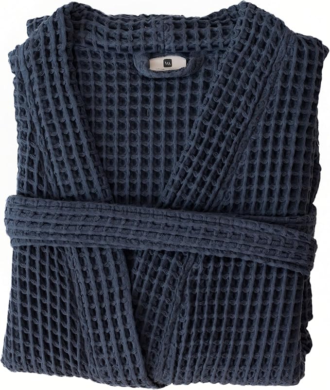 Womens Kimono Waffle Robe - Lightweight 100% Turkish Cotton Housecoat for All-Day Lounging - Bathrobe for Shower