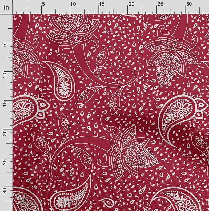 Soimoi Heavyweight Cotton Canvas Fabric Material - 56 Inch Wide, Red - Asian Print, Ideal for Making Durable Tote Bags, Backpacks, Jackets, Upholstery, Cushions, Outdoor Furniture Covers, 1 Yard