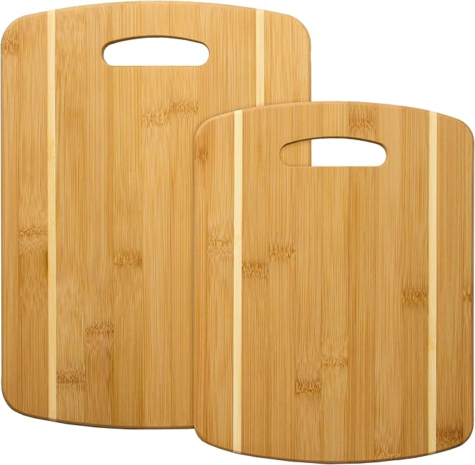 Totally Bamboo 2-Piece Cutting Board Set; 2 Assorted Sizes of Bamboo Wood Cutting Boards for Kitchen