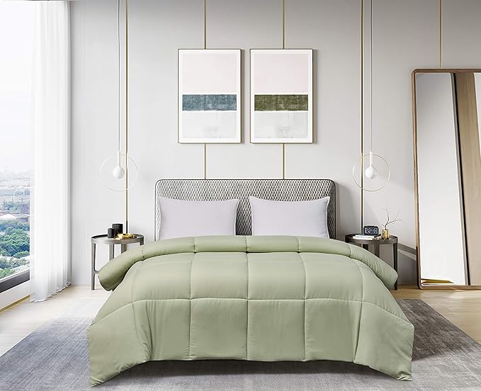 Blue Ridge Home Fashions Microfiber Duvet Insert Comforter Bed Set, King, Sage
