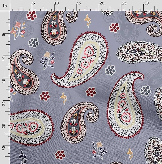Soimoi Luxurious 58" Wide Purple - Asian Printed, Cotton Jersey Fabric - Perfect Material for Clothing, Home Decor, Craft Projects, 1 Yard