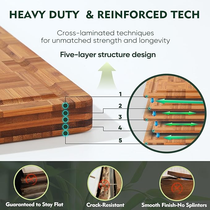 XXXLarge Bamboo Cutting Boards Charcuterie Board Best Non Toxic Large Butcher Block Heavy Duty Book Checkered Wood Cutting Boards for Kitchen Solid End Grain Wood Chopping Board