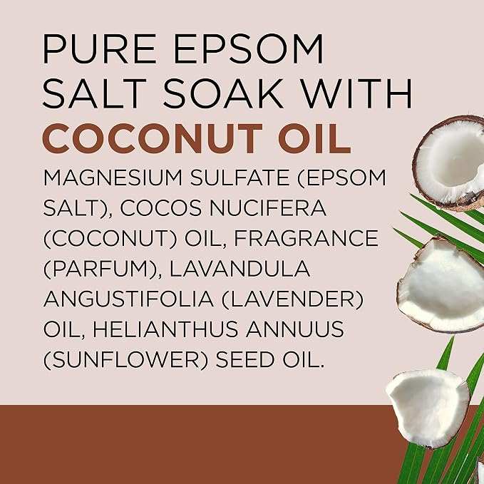 Dr Teal's Salt Soak with Pure Epsom Salt, Nourish & Protect with Coconut Oil, 3 lbs (Pack of 2)