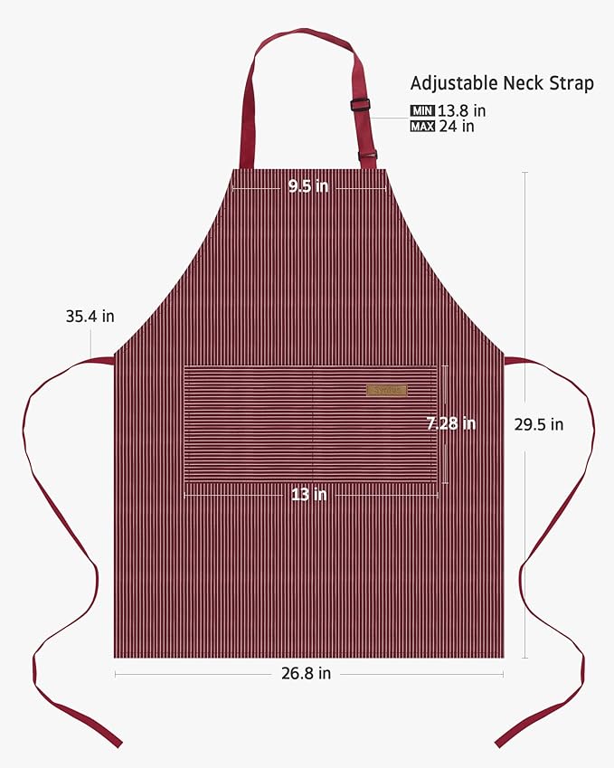 Syntus Apron for Men Women, Adjustable Cooking Kitchen Chef Aprons with 2 Pockets