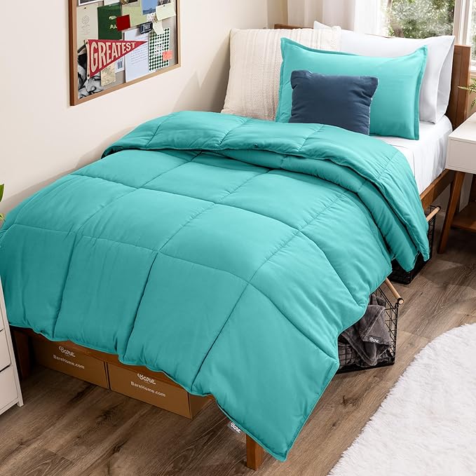 Bare Home Comforter Set - Twin/Twin Extra Long Size - Ultra-Soft - Goose Down Alternative - Premium 1800 Series - All Season Warmth (Twin/Twin XL, Turquoise)