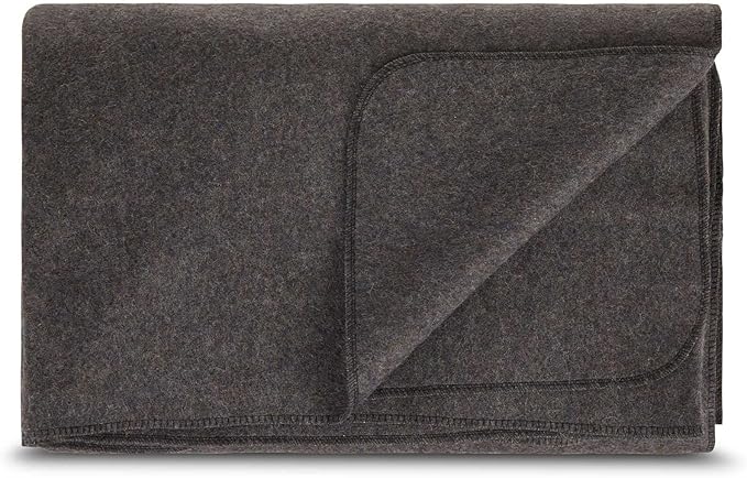Lodge Twin Blanket - 80% Recycled Wool - Buffalo Plaid - Warm Throw Blanket - Thick - Washable - 65W x 90L - Charcoal Gray