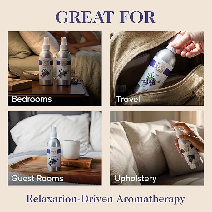 Victoria's Lavender Linen Spray - Aromatherapy Pillow Mist & Linen Spray for Bedding, Soothing Lavender Essential Oil Pure Blend for Bed & Pillows, Relaxing, Handmade in Oregon, Made in USA (8 oz)