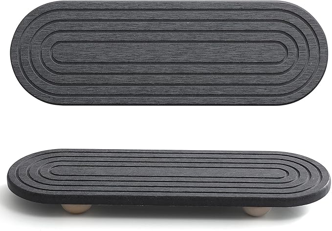 2PCS Water Absorbing Stone Tray for Sink, Quick Drying Diatomite Bathroom Tray Countertop, Stone Drying Mat for Kitchen Counter Faucet, Soap Dish Dispenser Vanity Organizer, Dark Gray-11.8" x 4"