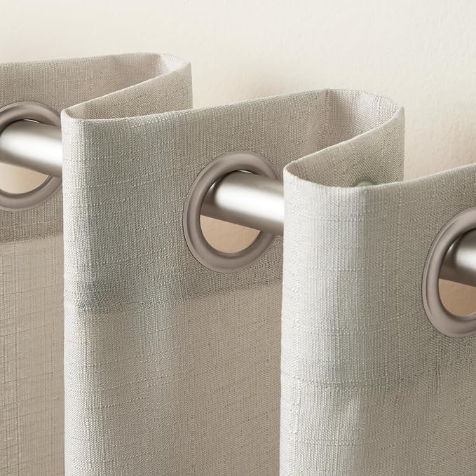 Exclusive Home Loha Linen Grommet Top Curtain Panel Pair, 54"x96", Natural