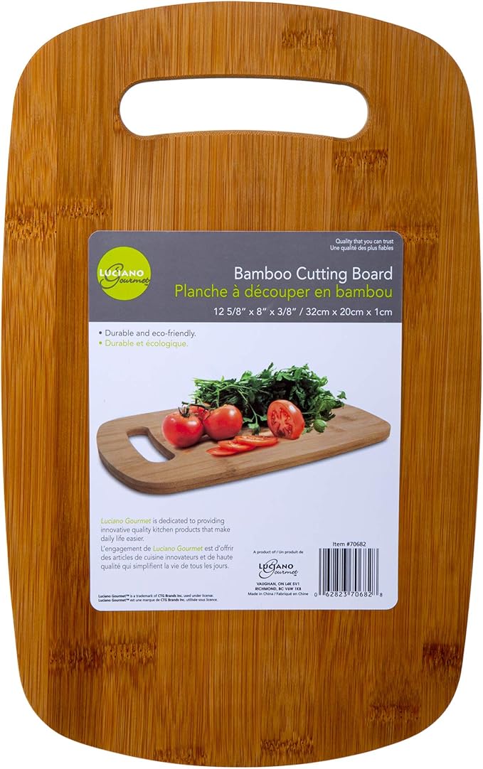 Luciano Housewares, Beige Classic Bamboo Cutting Board, 12.6 x 7.87 inches, 12.75 x 7.87