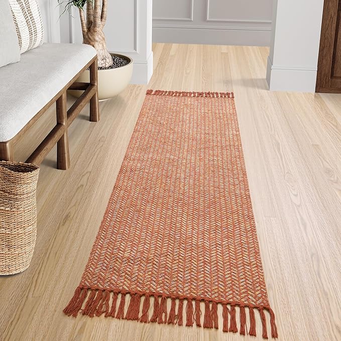 Lahome Belle Boho Bathroom Runner, 2x6 Fall Rug Runners for Hallways Lightweight Laundry Room Rugs Washable Runner Rug with Tassels, Farmhouse Carpet Non Shedding Throw Rugs for Entryway Bedroom
