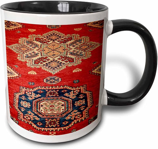 3dRose Natural Dyed Handmade Anatolian Carpet 11oz Two-Tone Black Mug