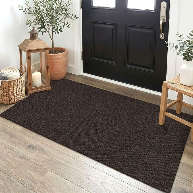 EARTHALL Washable Runner Rug 2x4 Ft Non Slip Runners for Hallways Cotton Rubber Backed Entryway Runner Braided Indoor Floor Runners Carpet for Entryway, Hallway, Kitchen, Bedroom, Taupe/Coffee