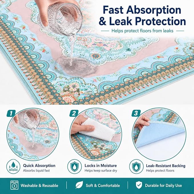 Aitmexcn Washable Pee Pads for Dogs, Reusable 24’’x 48’’ Waterproof Boho Mats for Puppy, Guinea Pig, Rabbit,Highly Absorbent,Ultra Soft, Non-Slip,Machine Washable,Stylish Design,2 Pack