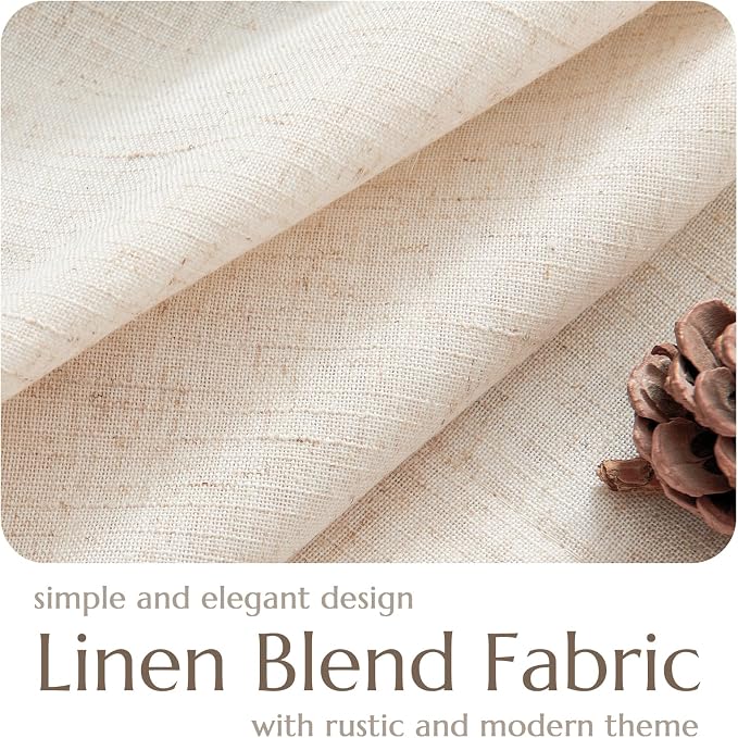 jinchan 100% Blackout Curtains 84 Inch Length 2 Panels Set Thermal Insulated Farmhouse Curtains for Bedroom Living Room Neutral Linen Drapes Light Blocking Grommet Window Treatments Natural 7FT