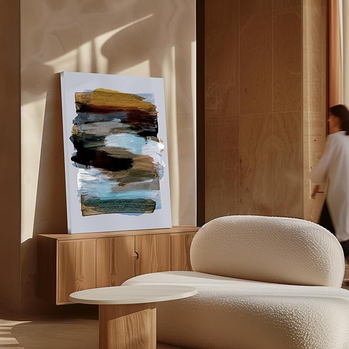 Monem Art Abstract Earth Tone Brushstroke Print - Modern Painterly Art Poster - Wall Decor for Living Room, Bedroom or Office - 8x10 STRETCHED CANVAS Wall Art by Mareike Bohmer