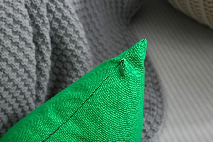 TangDepot 100% Cotton Solid Throw Pillow Cover 16x16 Bright Green | 100% cotton, same-color zip, machine wash & air dry. For living room, bedroom, office, car. 42 colors, 181 sizes. Cover only.