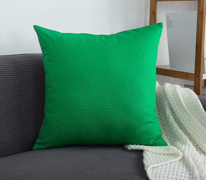 TangDepot 100% Cotton Solid Throw Pillow Cover 20x20 Bright Green | 100% cotton, same-color zip, machine wash & air dry. For living room, bedroom, office, car. 42 colors, 265 sizes. Cover only.