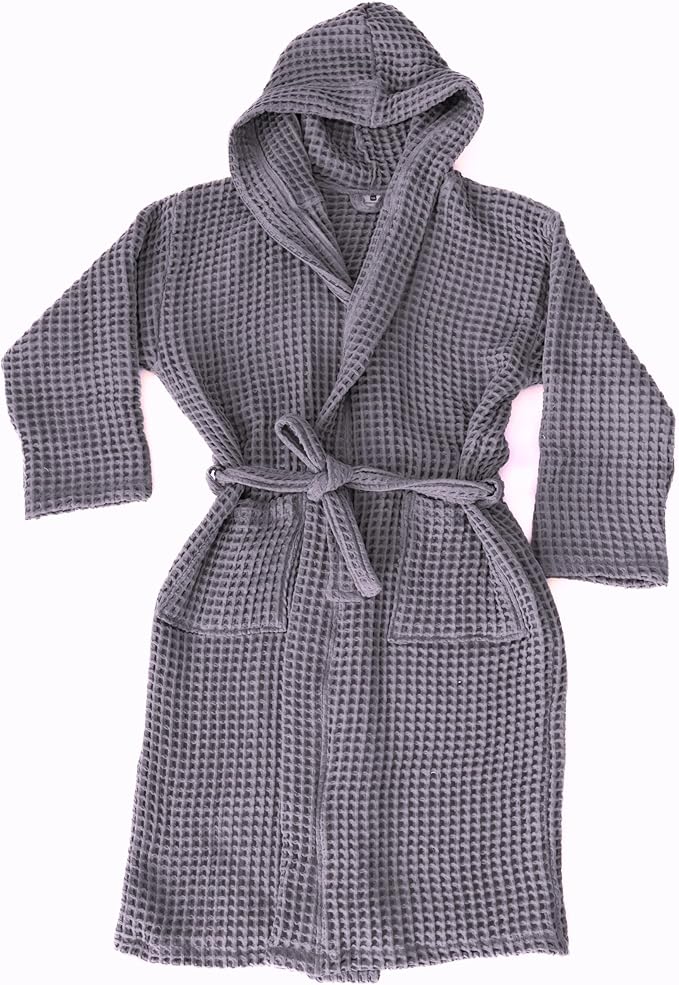 100% Turkish Cotton Men's Waffle Robe with Hooded, Premium Soft Cozy Housecoat or Quick-Dry Bathrobe for Mens