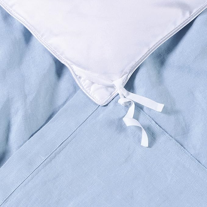 SIJO Premium Stone Washed Organic French Linen Duvet Cover, GOTS Certified Organic, Small Batch Sourced from Normandy, Best Cooling Linen Sheet Award by Sleep Foundation (Sky, King/Cal King)