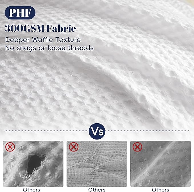 PHF Waffle Weave Duvet Cover Set King Size, No Snagging Ultra Soft Luxury Textured Breathable Comforter Cover for All Season 3pcs, Durable Bedding Duvet Set with 2 Pillow Shams, 104"x90", White