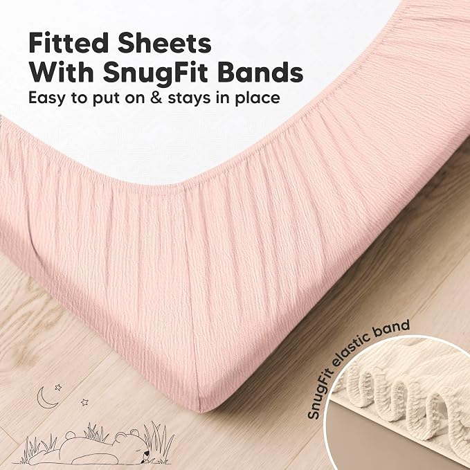 KeaBabies 2-Pack Muslin Crib Sheets for Boys, Girls - 100% Organic Cotton Fitted Baby Crib Mattress Sheet, Soft Breathable Standard Toddler Bed Cover Bedding Set, Neutral, Durable 52x28 (Cameo)