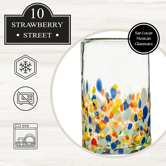 10 Strawberry Street San Lucas Mexican Glassware, Hiball, Set of 4