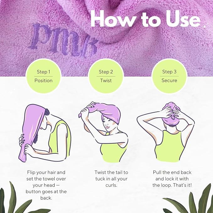 Hair Towel for Women & Kids - Fast Absorbent Microfiber Towel for Wet Hair Curly, Coily & Wavy Hair - Lightweight, Button Loop Design - Ideal Hair Wrap Towel to Dry Curls Gently
