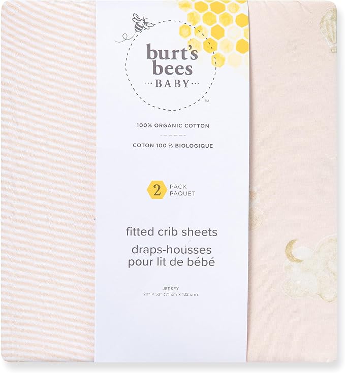 Burt's Bees Baby Organic Cotton Fitted Crib Sheet, Breathable Baby Bedding, Infant and Toddler Bed Sheet for Boys and Girls