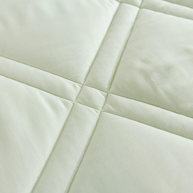 Feather and Loom Double Diamond Stitch Down Alternative All Season Comforter - Soft and Easy Care Microfiber Cover, Hypoallergenic High Loft Fill, Machine Wash Color: Green | Size: Full/Queen
