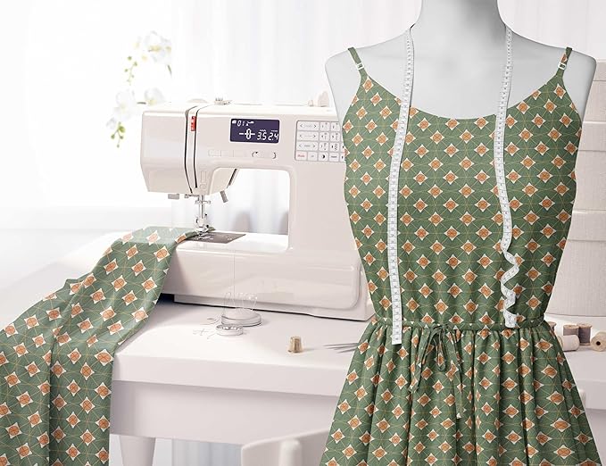 Soimoi Tribal Print - Green, Viscose Rayon Fabric Material - 42 Inch Wide, 1 Yard, Unstitched Material for Dresses, Blouses, Skirts, Sleepwear, Kids Clothing