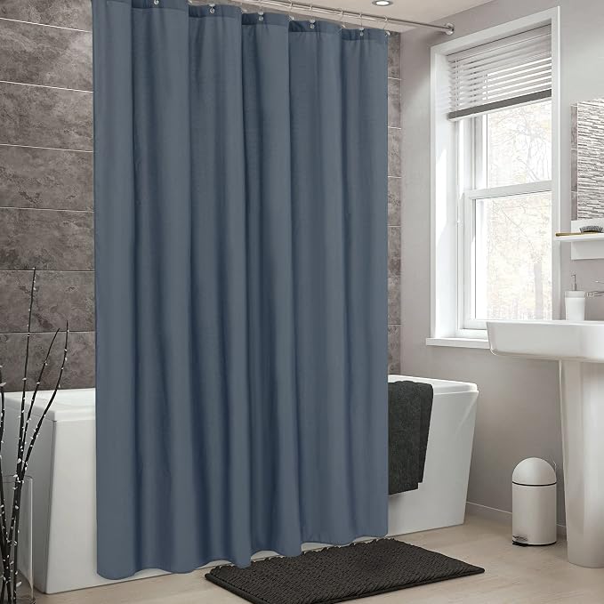 ALYVIA SPRING Stall Fabric Shower Curtain Liner Waterproof - Soft & Lightweight Small Shower Curtain with Magnets for Narrow Stall Size, Machine Washable - 36x72, Stone Blue