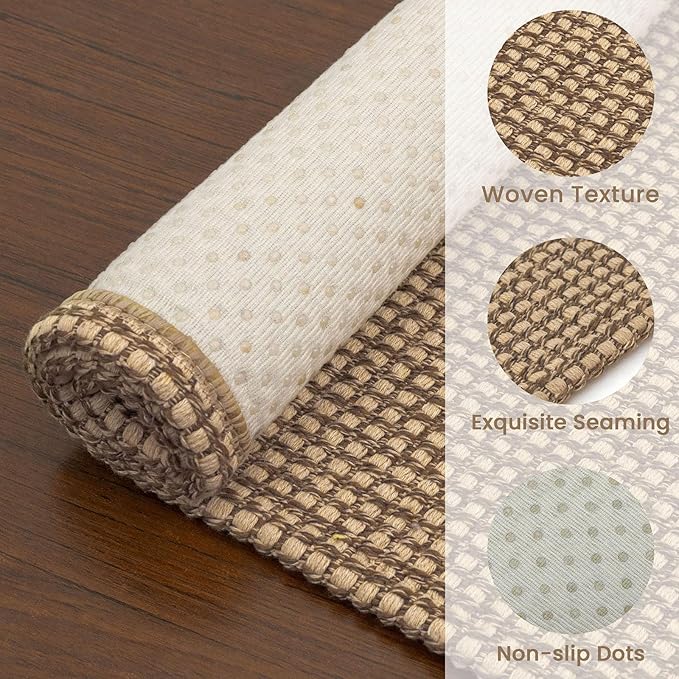 EARTHALL Woven Area Rug 3x5 Ft Washable Rugs for Entryway Braided Non Slip Rubber Backed Throw Rugs Door Mat Indoor Outdoor Entrance Cotton Carpet for Kitchen Foyer Front Door, Orange/Tan/Brown