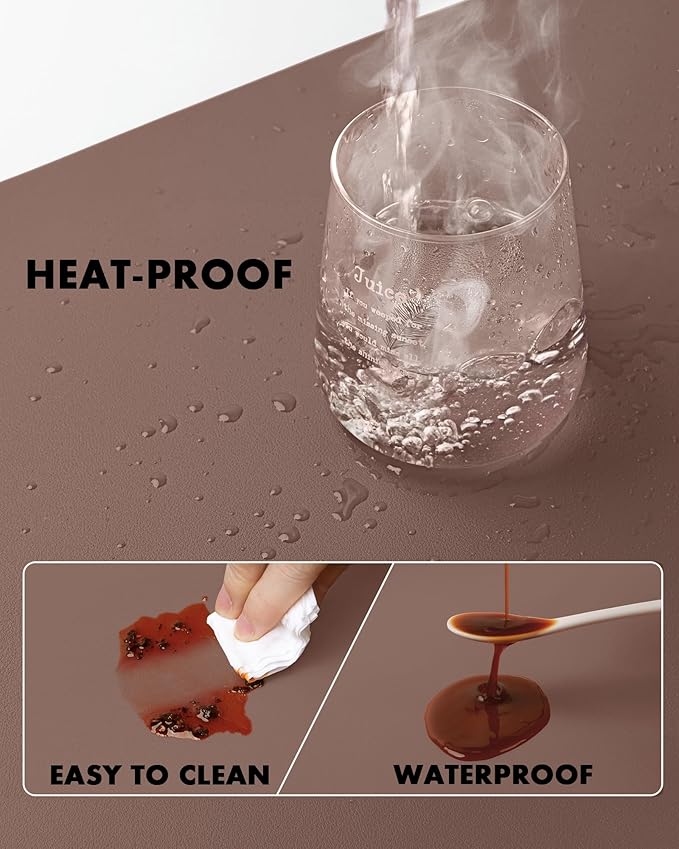 YSAGi Double-Sided Desk Pad, 31.5"x15.7"Leather Desk Mat, Eco Cork Desk Pad Protector,Large Mouse Pad,Waterproof Desk Blotter for Office/Home(Chocolate)