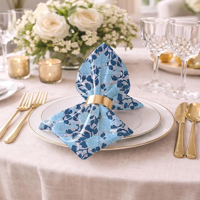 The Home Talk 100% Cotton Fall Cloth Designer Dinner Napkins, Handblock Print, Washable Durable Linen for Everyday Use Wedding Parties Outdoors Thanksgiving I 18 X 18 Inches I Set of 6 | Tonk