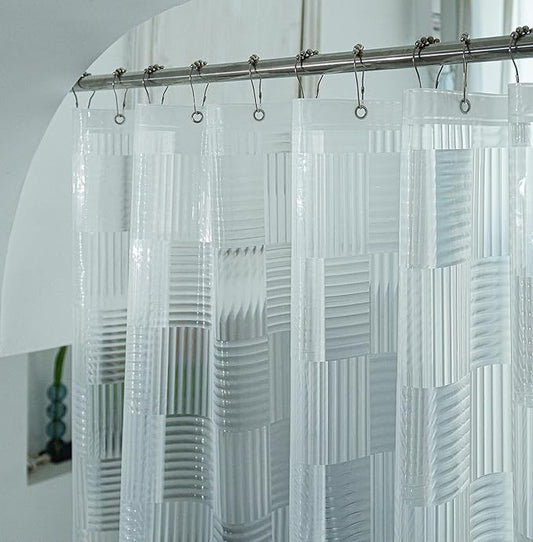 78 Inch Shower Curtain or Liner with Desigh, EVA Vinyl Plastic Waterproof Heavy Duty Extra Long Shower Curtain 72x78 for Bathroom with 3 Large Magnets, Geometric 3D Pattern