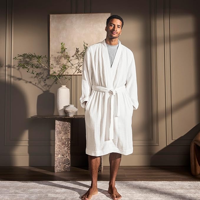 BOLL & BRANCH Dream Robe - 100% Organic Cotton - Ultra Soft, Lightweight, Breathable, and Pre Shrunk - Unisex