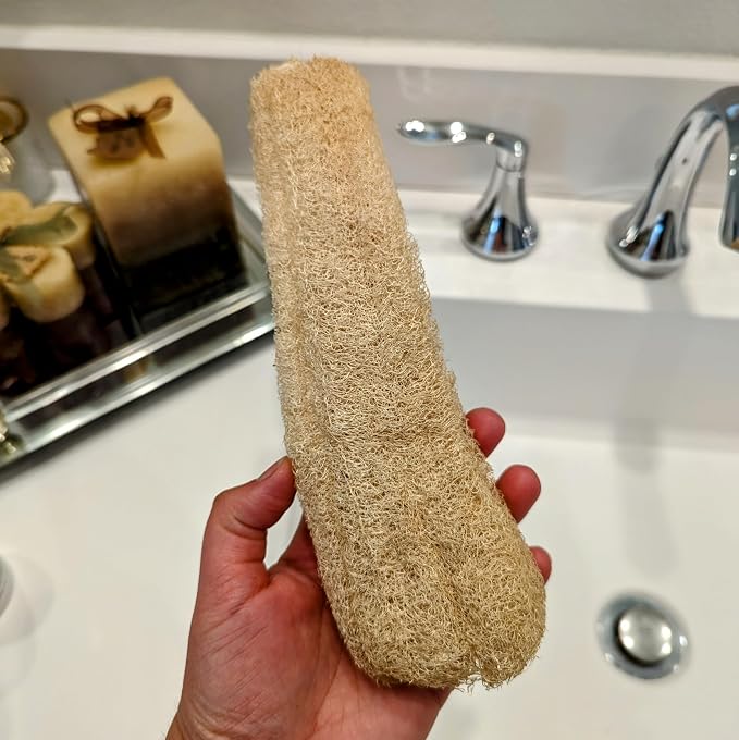 Natural Loofah Sponge – 100% Plant-Based Exfoliating Bath & Shower Scrubber, Plastic-Free, Eco-Friendly Body Exfoliator for Skin Care